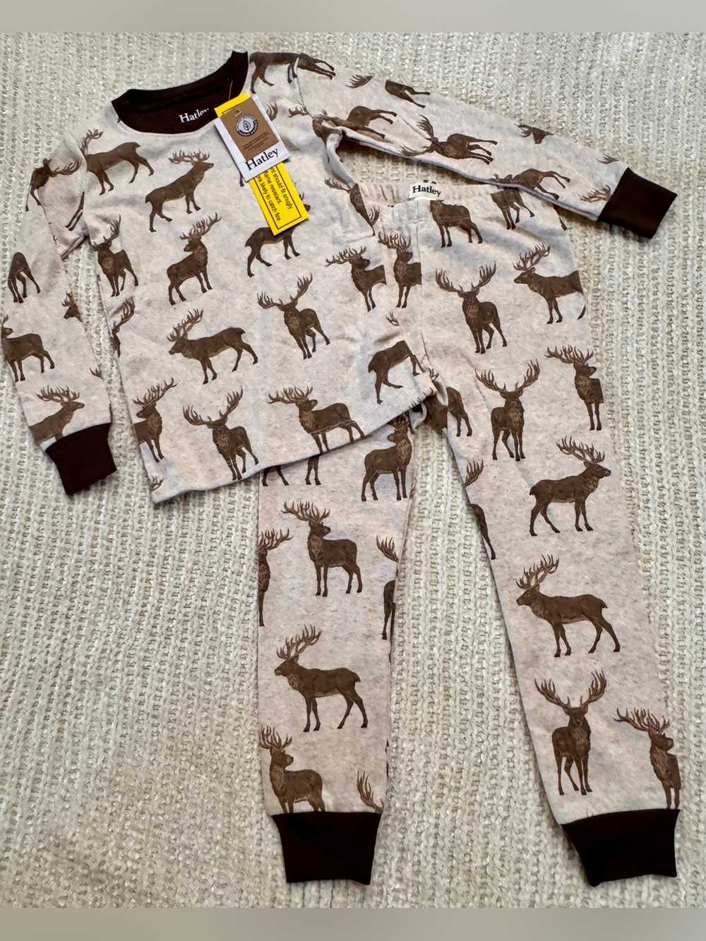Hatley NWT Organic Cotton Blend Pine Brush Stags Pajama Set Size 4 PJs